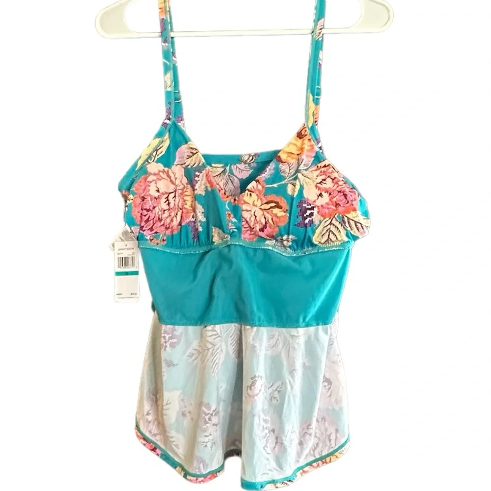 Jantzen Front Wrap Peplum Tankini Swimsuit Top Size 16